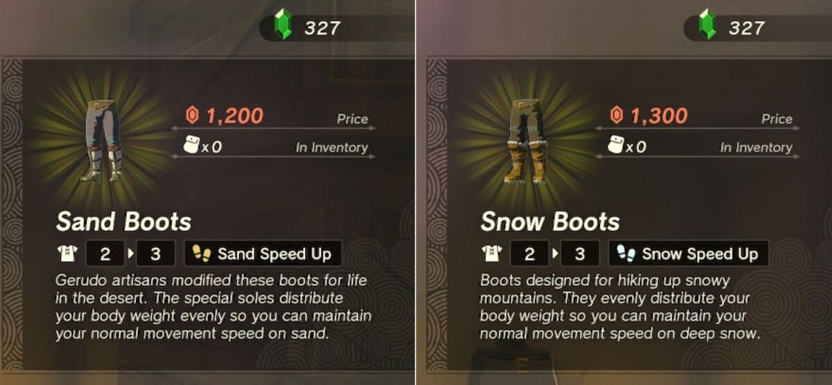 Cómo conseguir botas de arena y botas de nieve en Zelda Tears of the