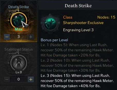 Lost Ark Sharpshooter Death Strike Engraving and Playstyle