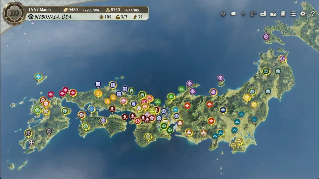 Mapa completo de Nobunaga's Ambition Awakening