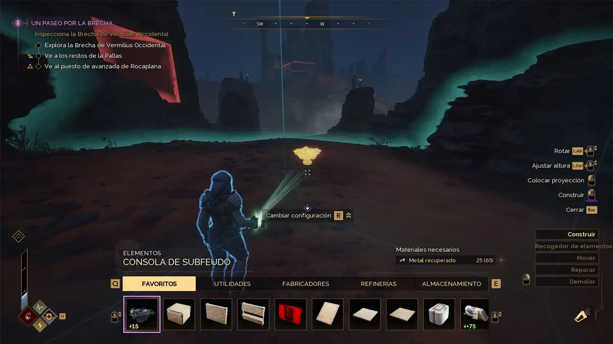 Cómo funciona el generador de energía en Dune Awakening 1 colocando una Consola Subfeudo en el lugar donde quieres establecer tu base