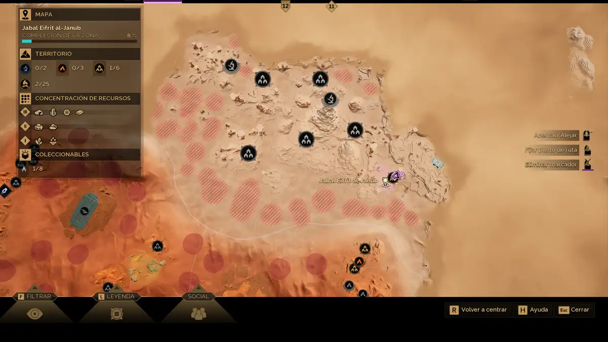 Cómo conseguir lingotes de acero en Dune Awakening 2 Mapa de la zona Jabal Eifrit Al-Janub que es donde hay mineral de carbón