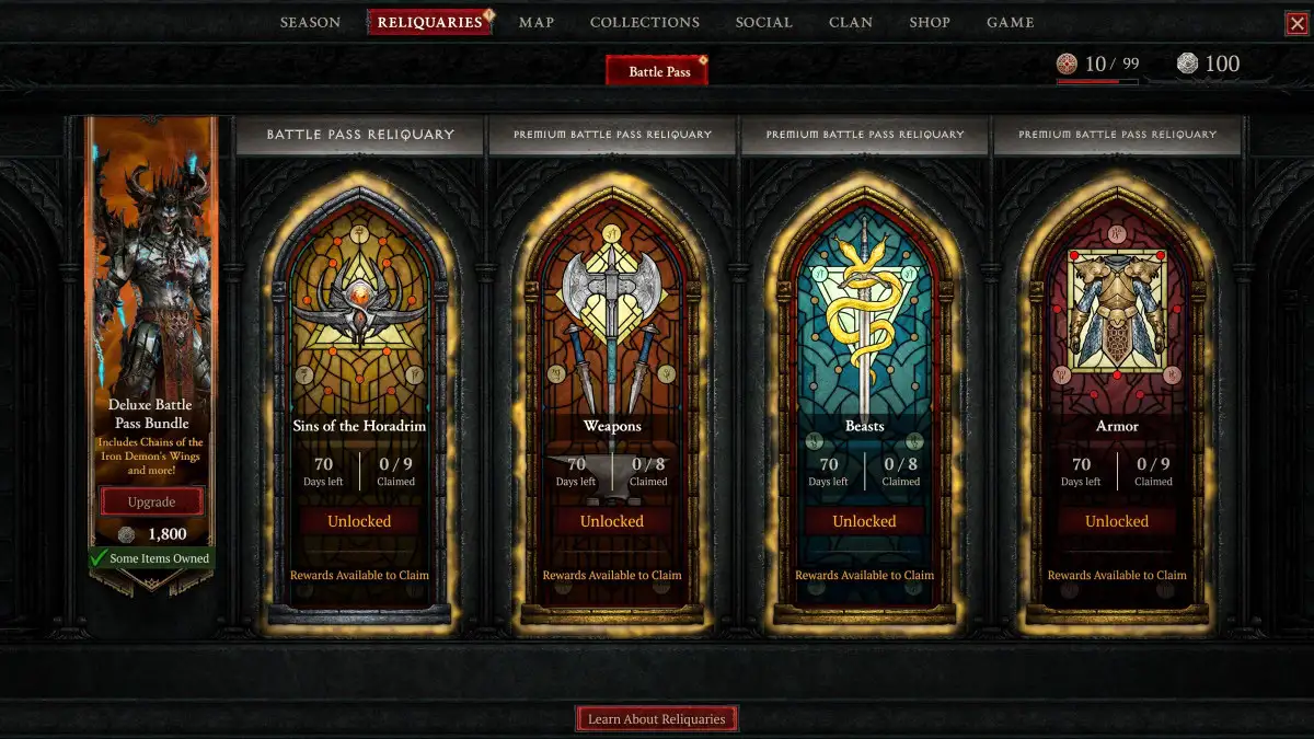 Relicarios de Diablo IV temporada 9: Pecados de los Horadrim