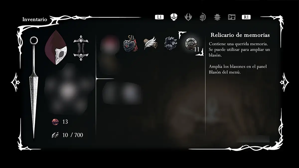 Cómo mejorar el blasón en Hollow Knight: Silksong 1 relicario de memoria silksong