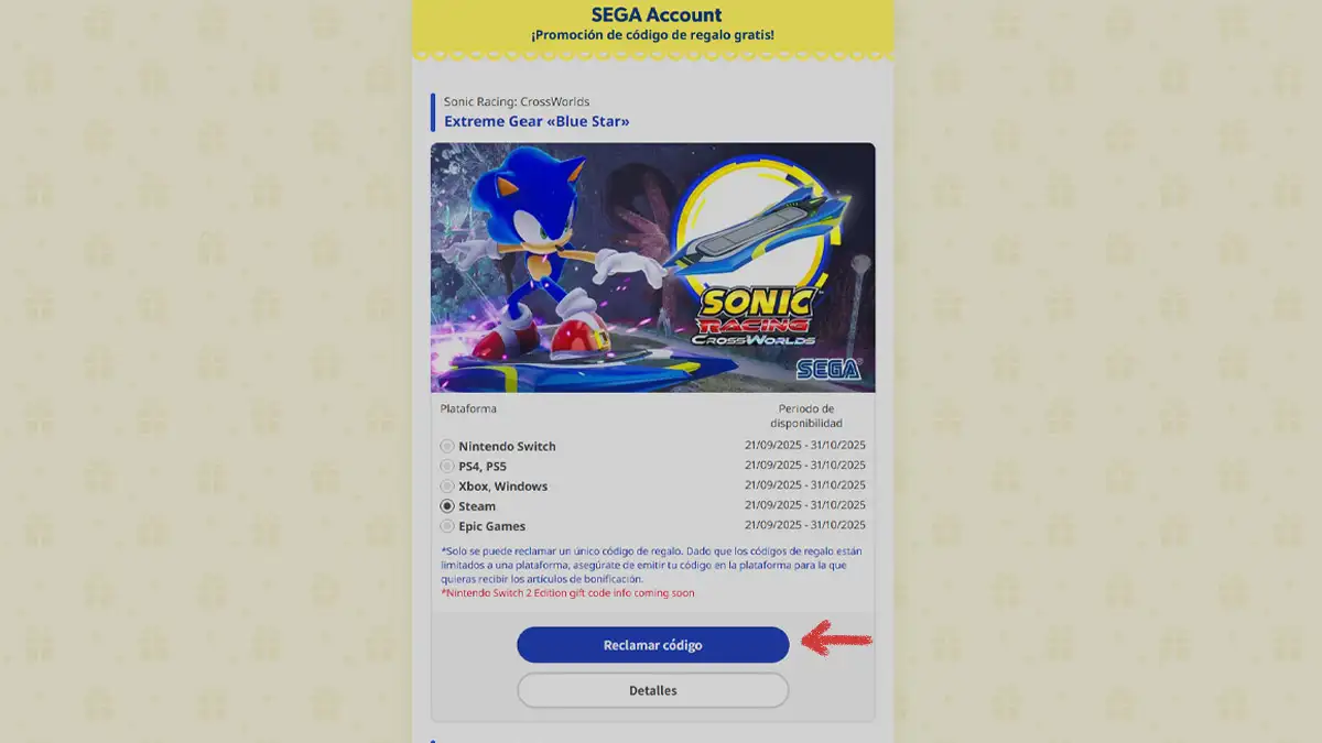 Consigue por tiempo limitado el hoverboard de Sonic Riders para Sonic Racing: Crossworlds 2 hoverboard sonic riders sonic racing