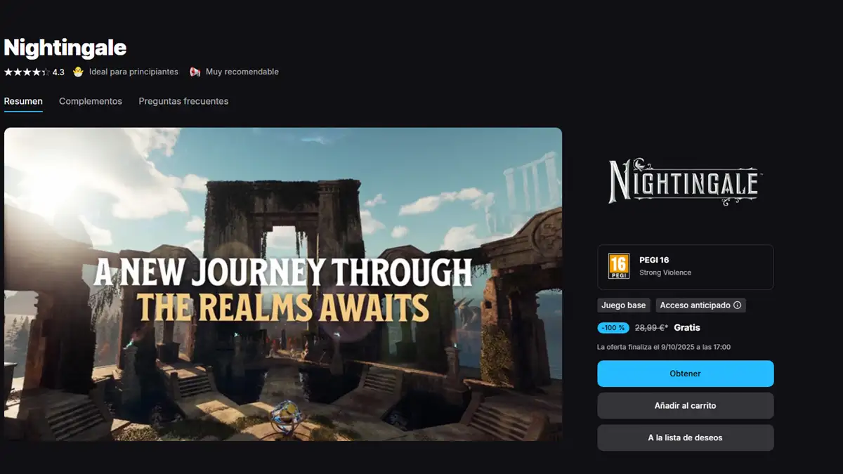Cómo descargar Nightingale gratis en Epic Games
