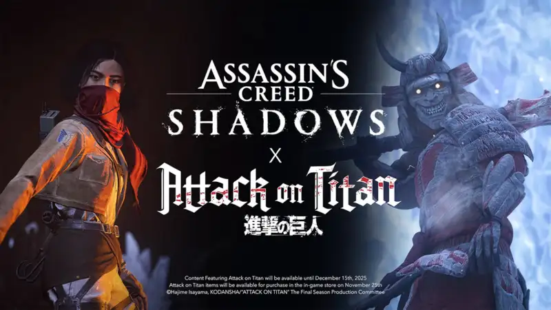 assassins creed shadows x attack on titan