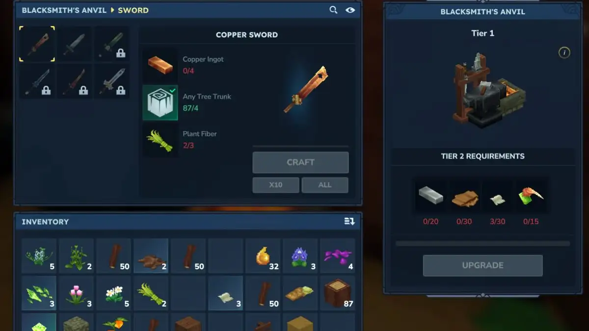 Cómo mejorar el Yunque de herrero a Nivel 2