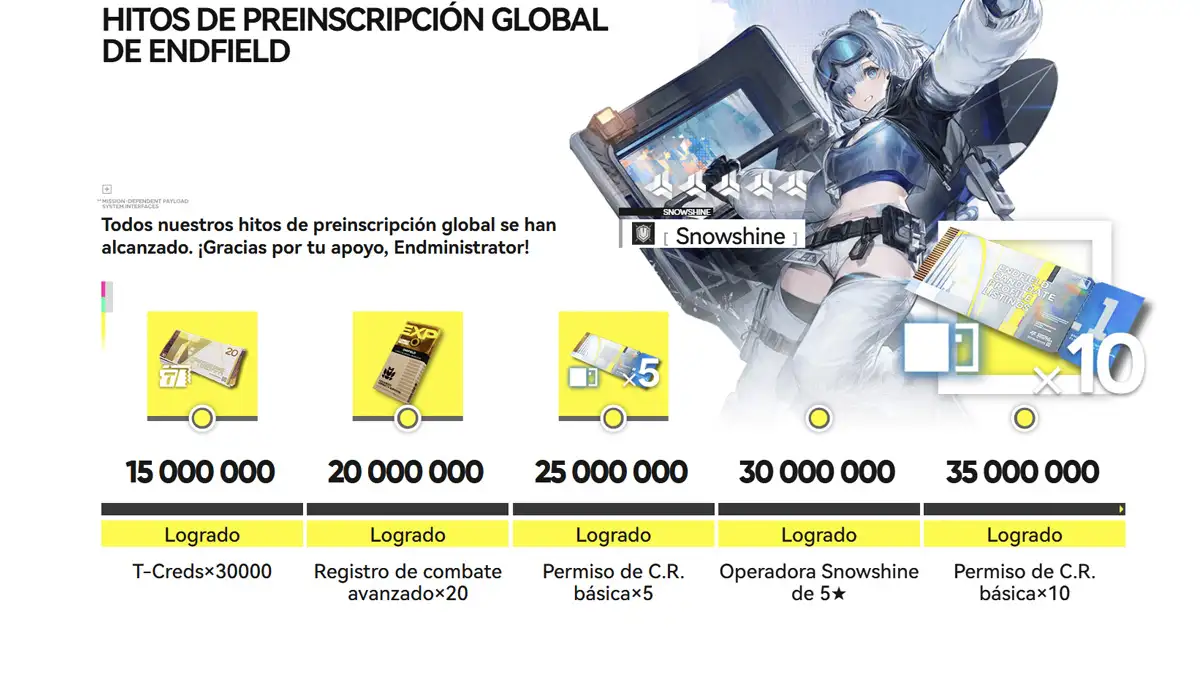 Todas las recompensas gratis de Arknights Endfield