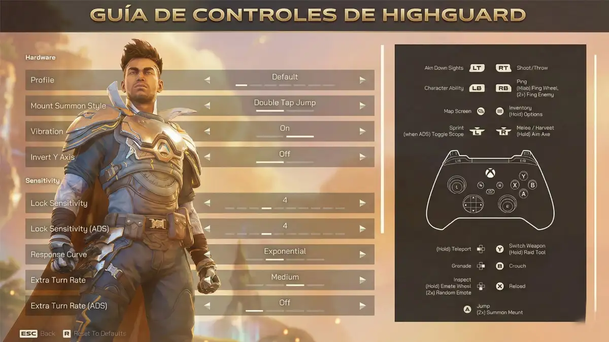 Ventajas de jugar con mando en Highguard