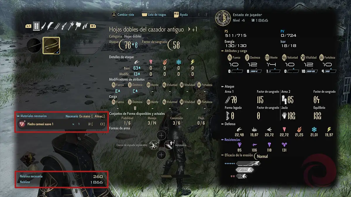 Cómo mejorar el arma en Code Vein 2