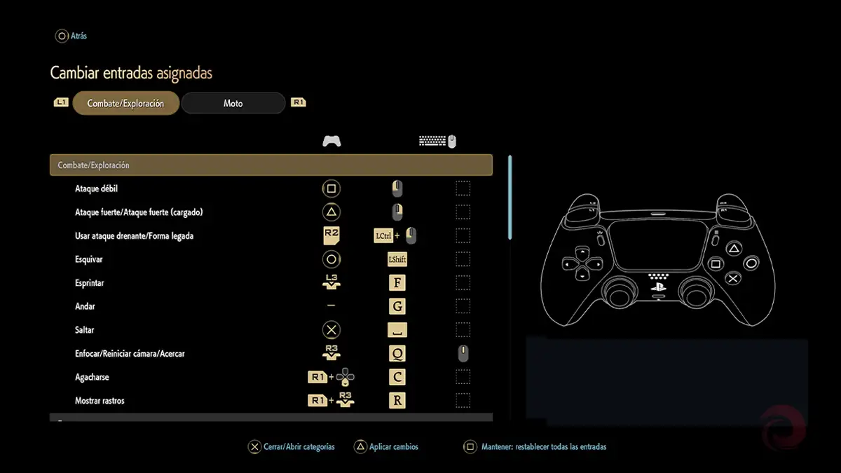 Cómo mostrar los iconos del mando de PS5 en Code Vein 2 dualsense