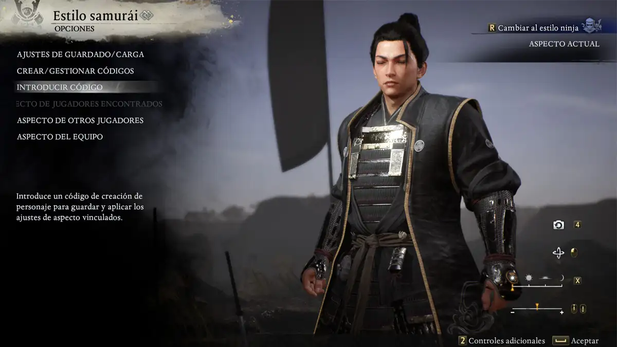 Cómo introducir códigos de personaje en Nioh 3