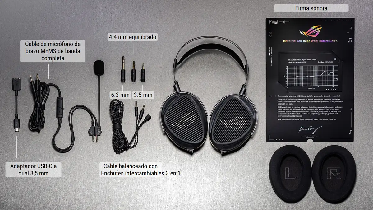 Especificaciones técnicas y opciones de conectividad asus rog KITHARA