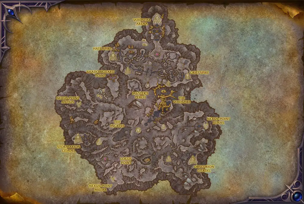 El endgame de World of Warcraft Midnight revela su territorio más cruel y confirma la caída de un gran aliado 2 Mapa de Tormenta del Vacío - zona endgame World of Warcraft Midnight