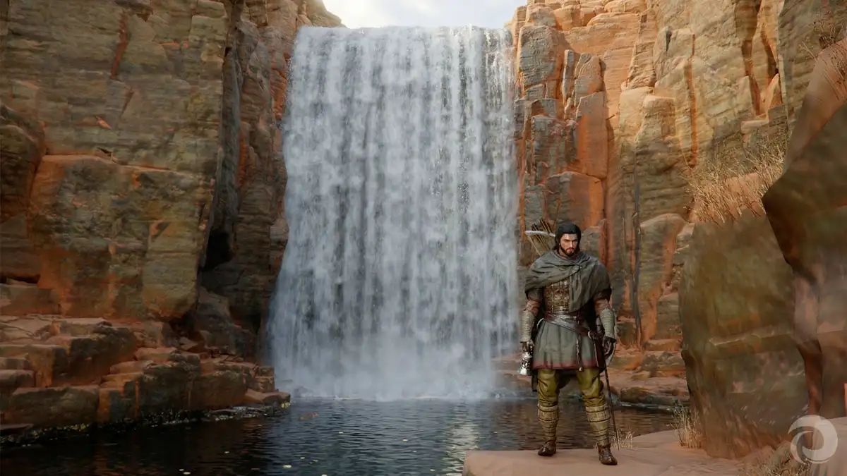 Cómo atravesar la cascada para entrar a la Caverna del Alma del Guerrero en Crimson Desert