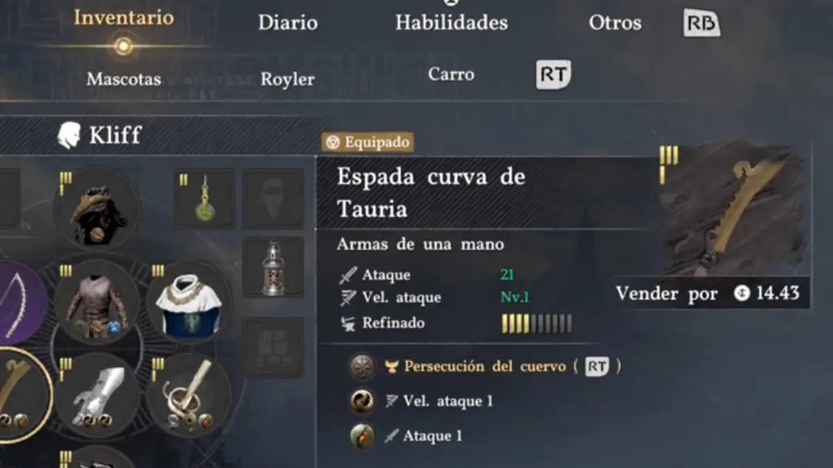 Cómo crear la mejor build de armas dobles en Crimson Desert paso a paso 5 Espada curva de Tauria Crimson Desert