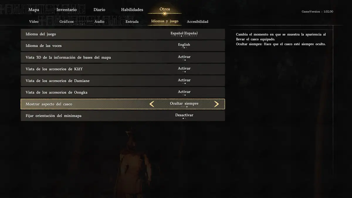 Cómo ocultar el casco en Crimson Desert desde los ajustes