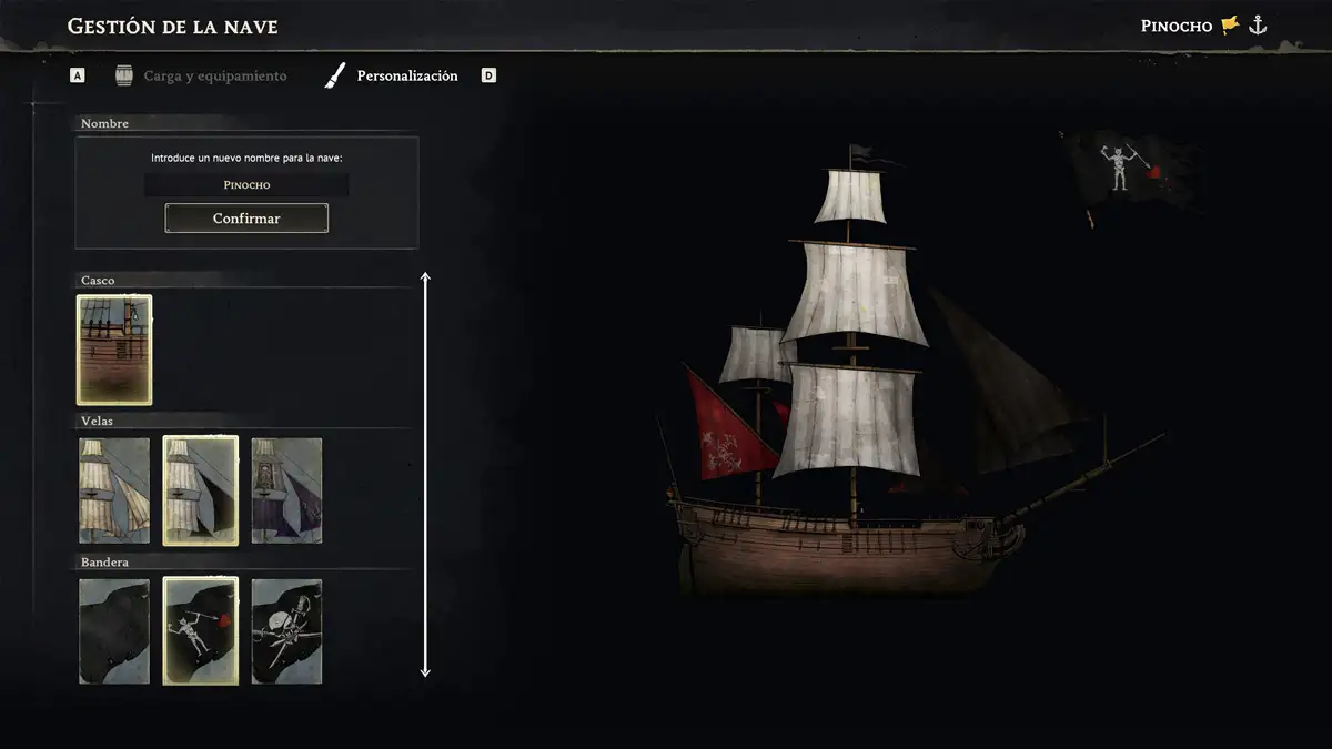 Dónde está la opción para cambiar el nombre del barco en Windrose