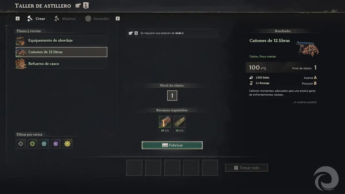 Dónde se fabrican los cañones en Windrose - Taller de Astillero Windrose