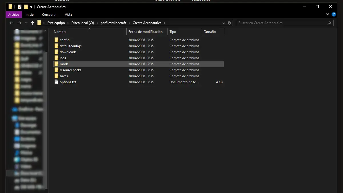 Guia instalacion Create Aeronautics manual carpeta instalacion