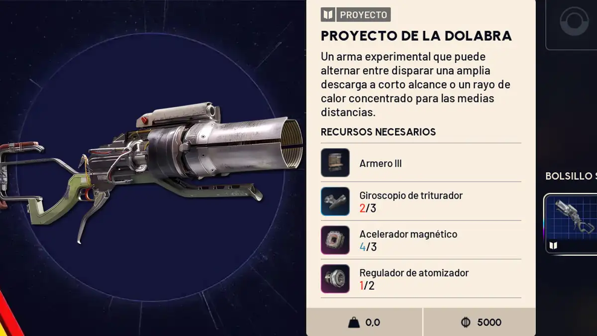 Materiales para crear la nueva escopeta Dolabra en ARC Raiders