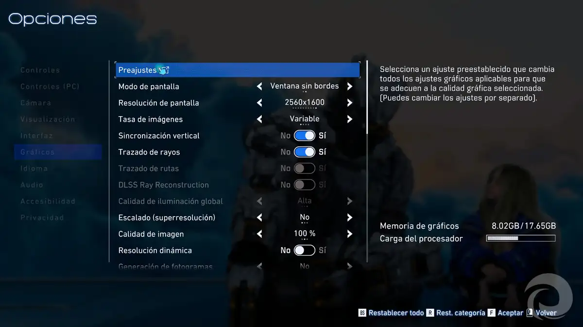 Qué preajuste gráfico elegir en Pragmata antes de configurar nada