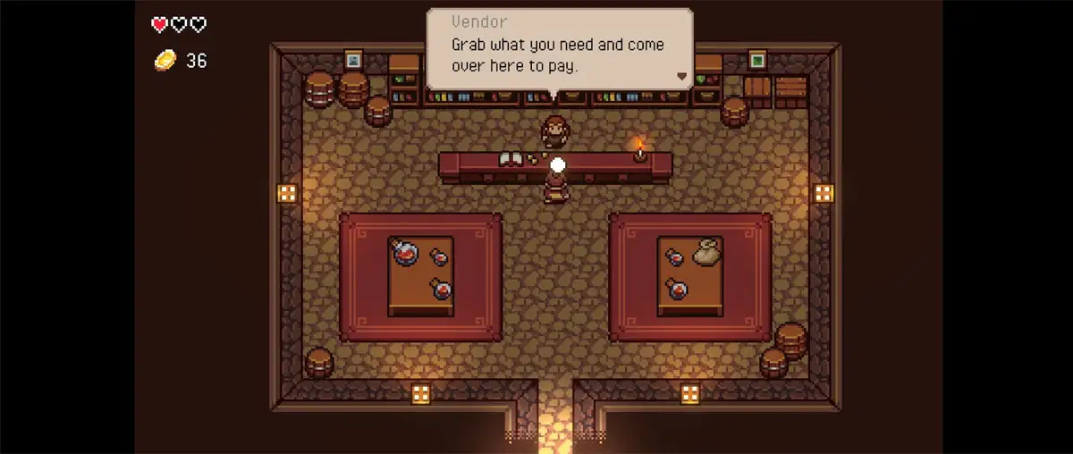 Una de las tiendas de recursos de Ellementalis, donde comprar pociones y mejoras para la bolsa