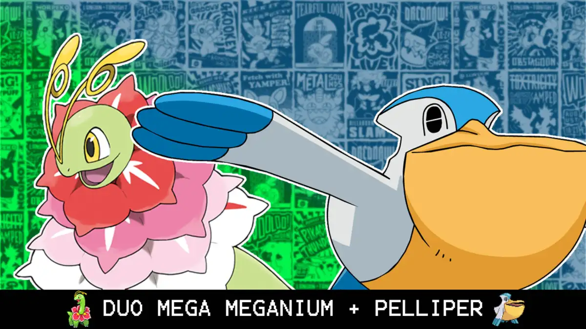 Combo de clima dual Sol y Lluvia en Pokémon Champions: Mega Meganium y Pelipper