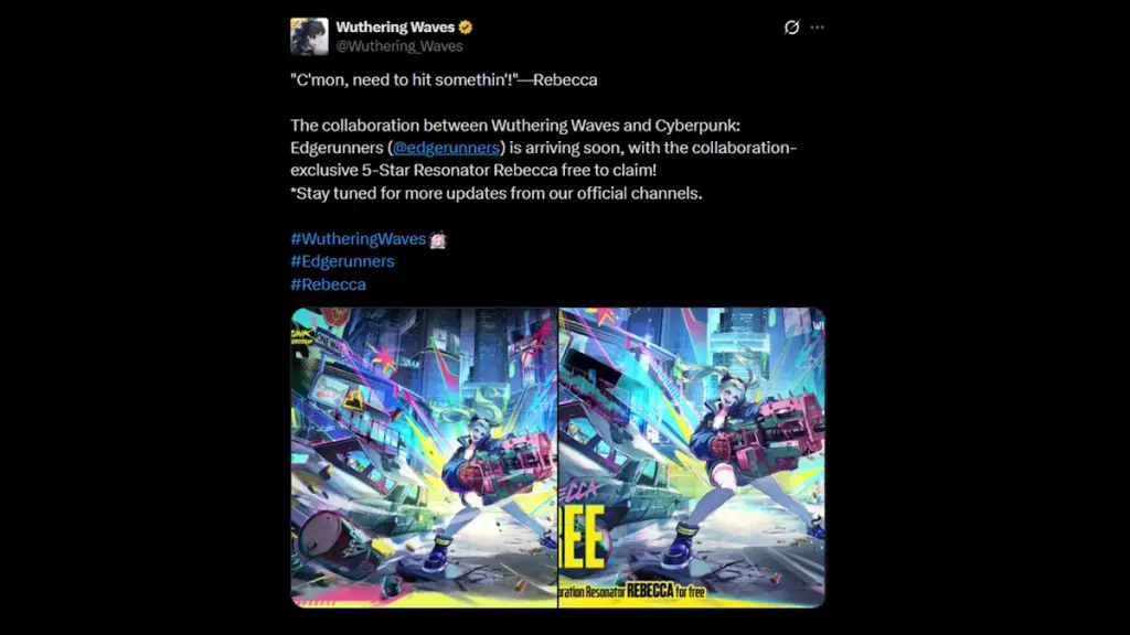 La colaboración de Wuthering Waves y Cyberpunk Edgerunners regalará a Rebecca, resonadora de 5 estrellas