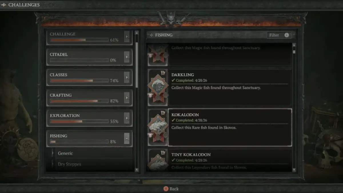 Dónde encontrar los peces en Diablo 4