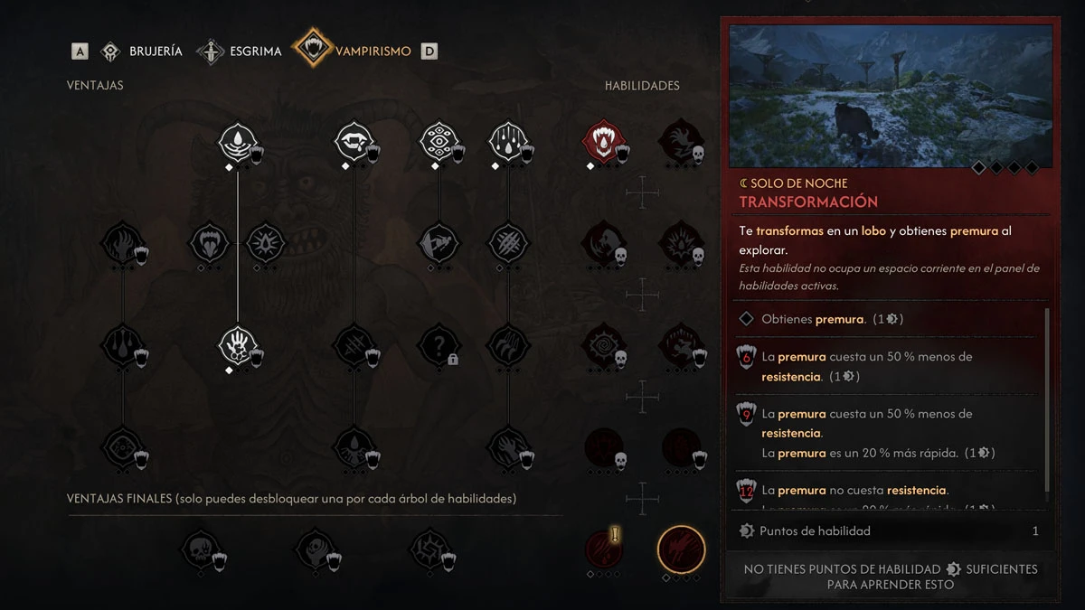Qué hace Transformación en The Blood of Dawnwalker